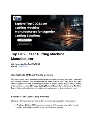 Leading CO2 Laser Cutting Machine Manufacturer | Vishvkarma Machine Tools