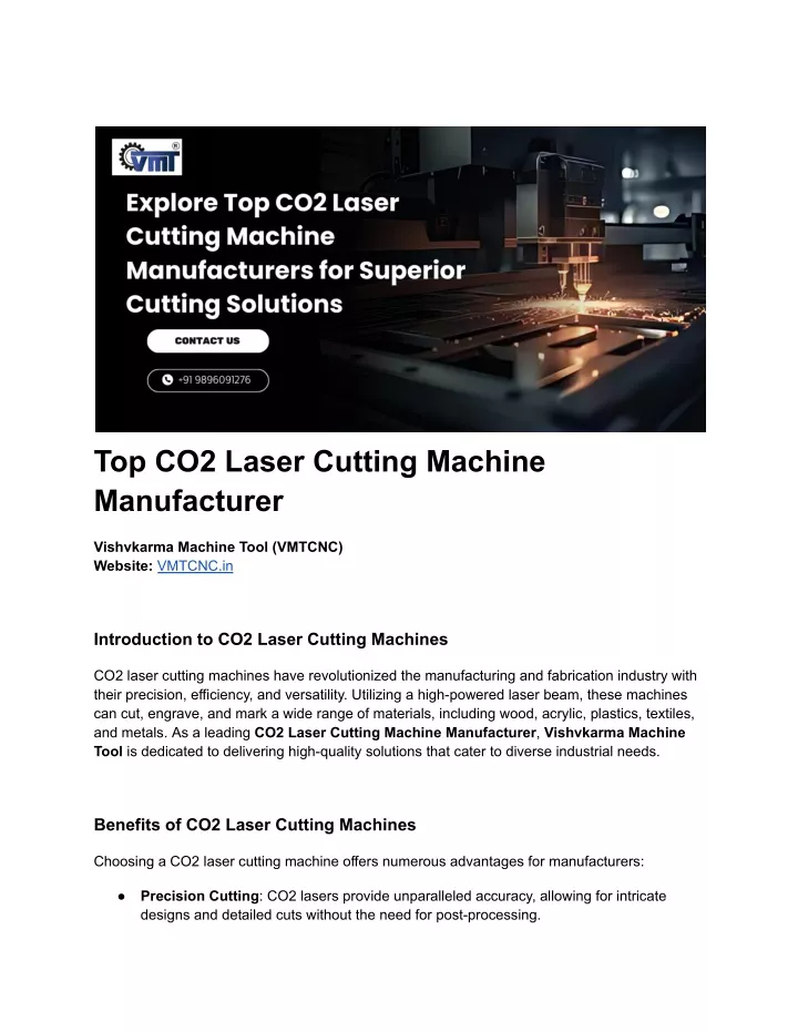 top co2 laser cutting machine manufacturer