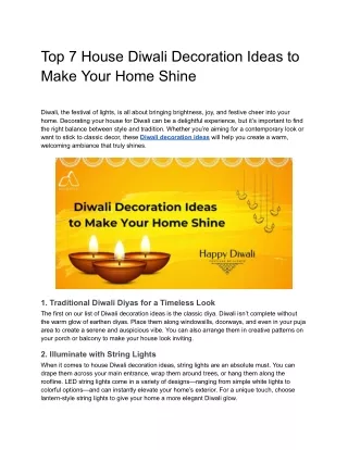 top 7 house diwali decoration ideas to make your
