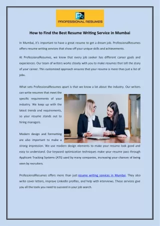 How to Find the Best Resume Writing Service in Mumbai