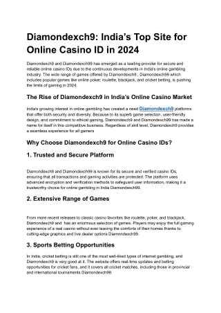 Diamondexch9_ India’s Top Site for Online Casino ID in 2024