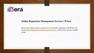 Online Reputation Management Services  W3era