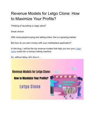 revenue models for letgo clone how to maximize