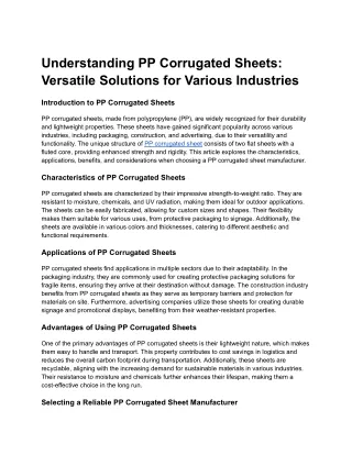 understanding pp corrugated sheets versatile