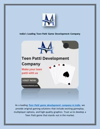 India’s Leading Teen Patti Game Development Company