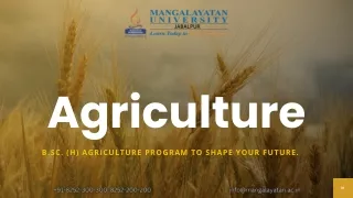 Enroll in B.Sc. (H) Agriculture at MUJ Now!