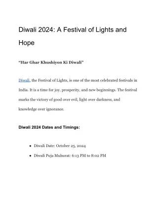 Diwali 2024_ A Festival of Lights and Hope