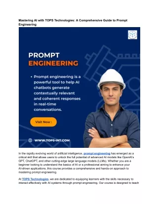 Advance Your Career with Prompt Engineering Training at TOPS Technologies