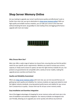 Shop Server Memory Online in united kingdom