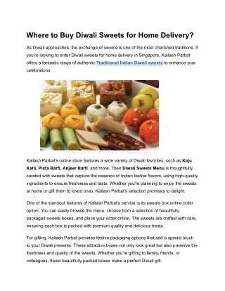 Where to Buy Diwali Sweets for Home Delivery