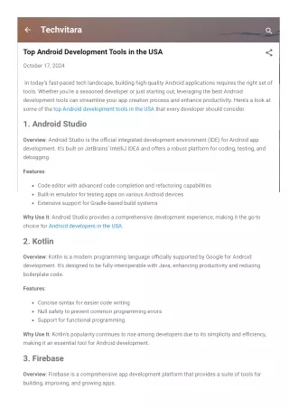 Top Android Development Tools in the USA