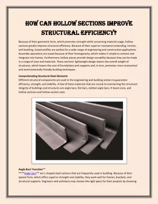 How Can Hollow Sections Improve Structural Efficiency