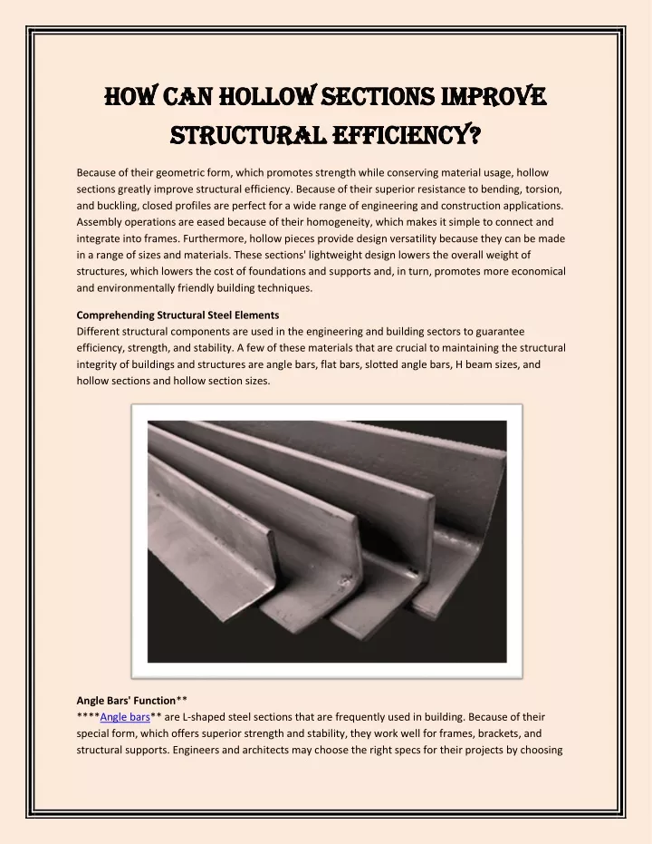 how can hollow sections improve how can hollow