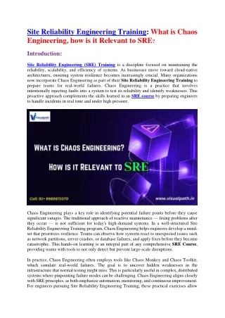 site reliability engineering training what