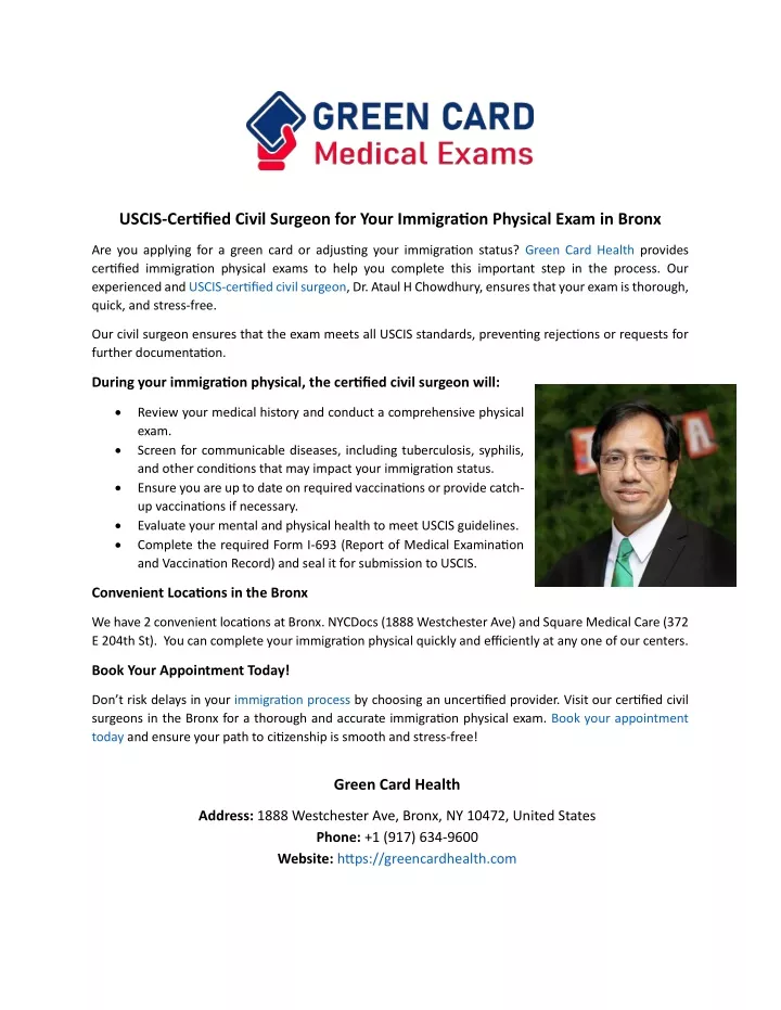 uscis certified civil surgeon for your