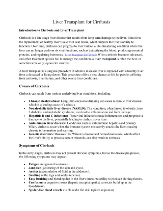 Liver Transplant for Cirrhosis