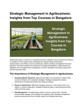 Strategic Management in Agribusiness_ Insights from Top Courses in Bangalore