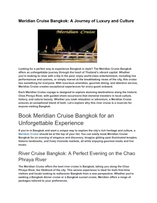 meridian cruise bangkok a journey of luxury