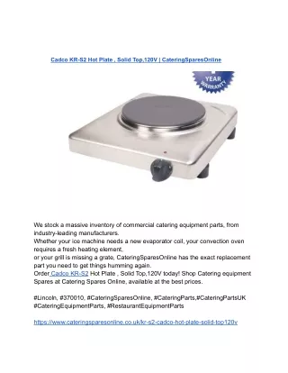 Cadco KR-S2 Hot Plate , Solid Top,120V _ CateringSparesOnline