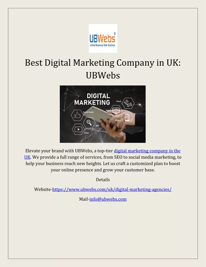 best digital marketing company in uk ubwebs