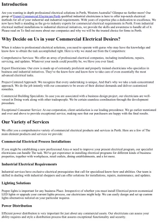 Comprehensive Business Electrical Expert services: Top Industry experts in Perth