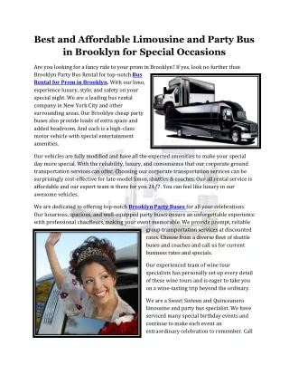 Best and Affordable Limousine and Party Bus in Brooklyn for Special Occasions