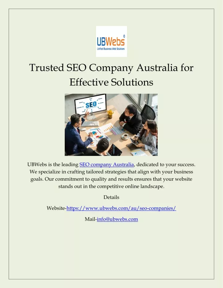 trusted seo company australia for effective