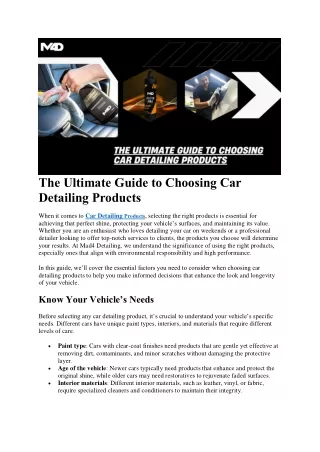 The Ultimate Guide to Choosing Car Detailing Products
