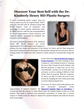 Discover Your Best Self with the Dr. Kimberly Henry MD Plastic Surgery