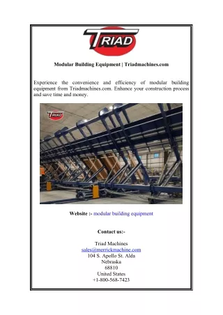 Modular Building Equipment Triadmachines.com