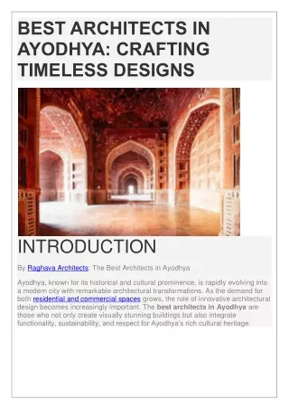 Best Architects in Ayodhya Crafting Timeless Designs