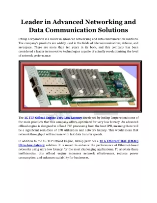 Leader in Advanced Networking and Data Communication Solutions