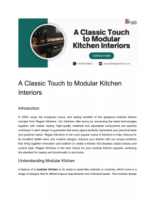 a classic touch to modular kitchen interiors
