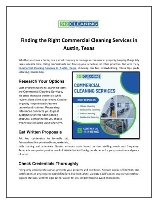Right Commercial Cleaning Services in Austin, Texas