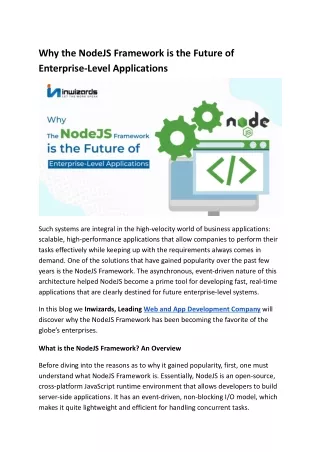Why the NodeJS Framework is the Future of Enterprise-Level Applications