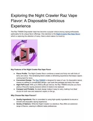 Exploring the Night Crawler Raz Vape Flavor_ A Disposable Delicious Experience