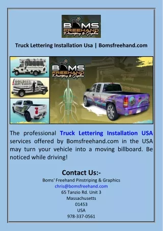 Truck Lettering Installation Usa  Bomsfreehand.com