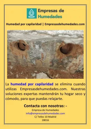Humedad por capilaridad  Empresasdehumedades.com