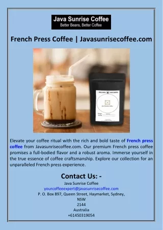 French Press Coffee  Javasunrisecoffee.com