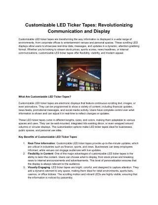 Customizable LED Ticker Tapes_ Revolutionizing Communication and Display