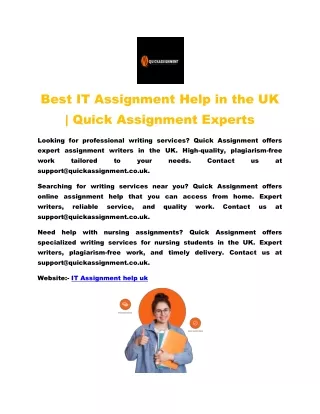 Best IT Assignment Help in the UK | Quick Assignment Experts