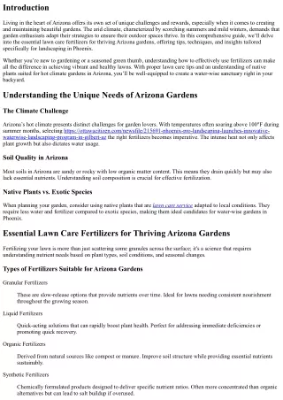 Essential Lawn Care Fertilizers for Thriving Arizona Gardens