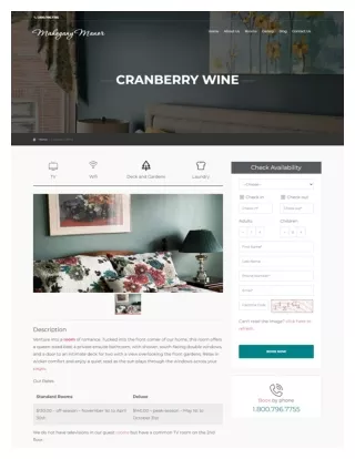 Bed and Breakfast New Brunswick – Stay in the Cozy Cranberry Wine Room