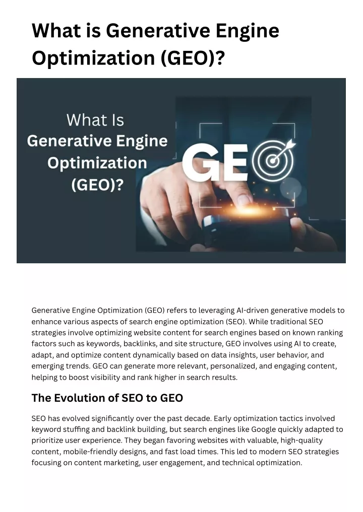 what is generative engine optimization geo