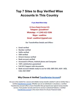 Top 7 Sites to Buy Verified Wise Accounts In This Country