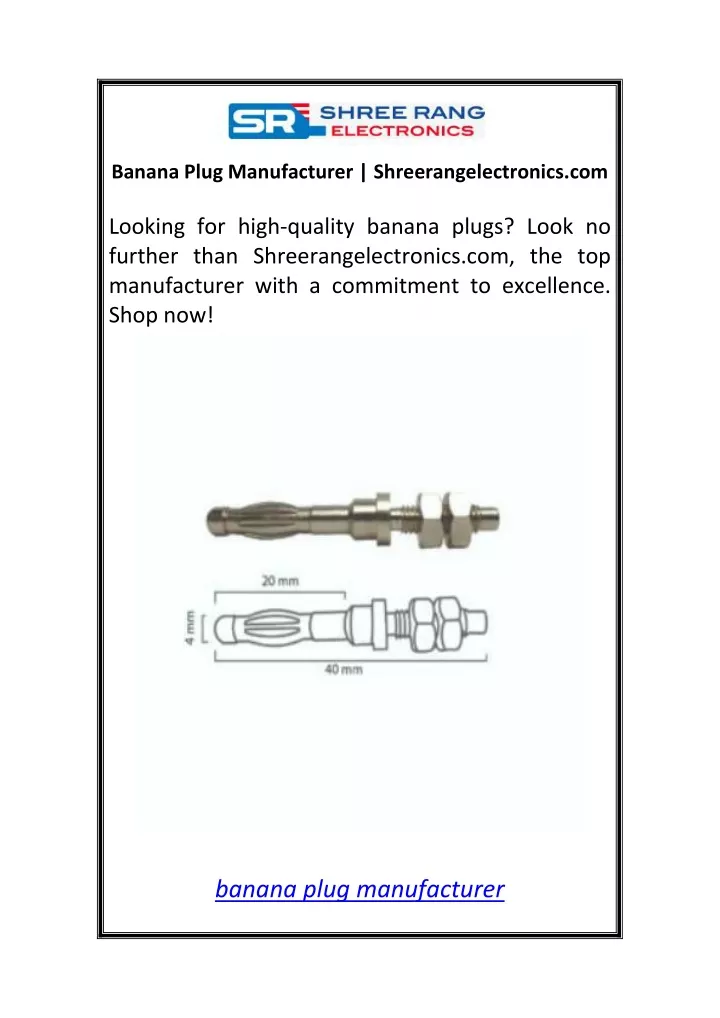 banana plug manufacturer shreerangelectronics com