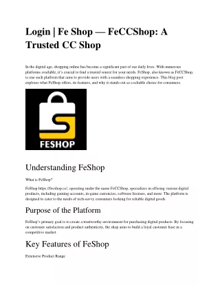 Login Fe Shop  FeCCShop A Trusted CC Shop