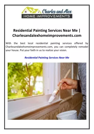 Residential Painting Services Near Me Charlesandalexhomeimprovements.com