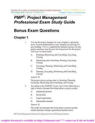 Test Bank PMP Project Management Professional Exam 10th Edition by Kim Heldman