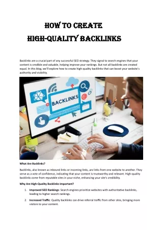 How to Create High Quality Backlinks